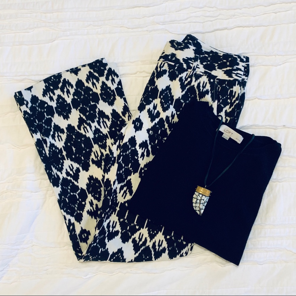 LOFT // Black & White Printed Marisa Trouser